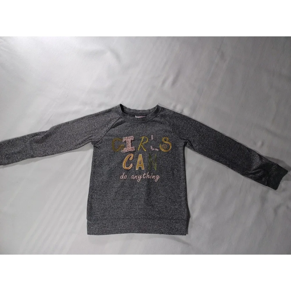 The‎ Children's Place Sweatshirt Girls 6X Gray Girls Can Do Anything Crewneck